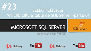 📌 23 - SELECT Cláusula WHERE LIKE a tabla de SQL Server -parte 01 | Microsoft SQL Server