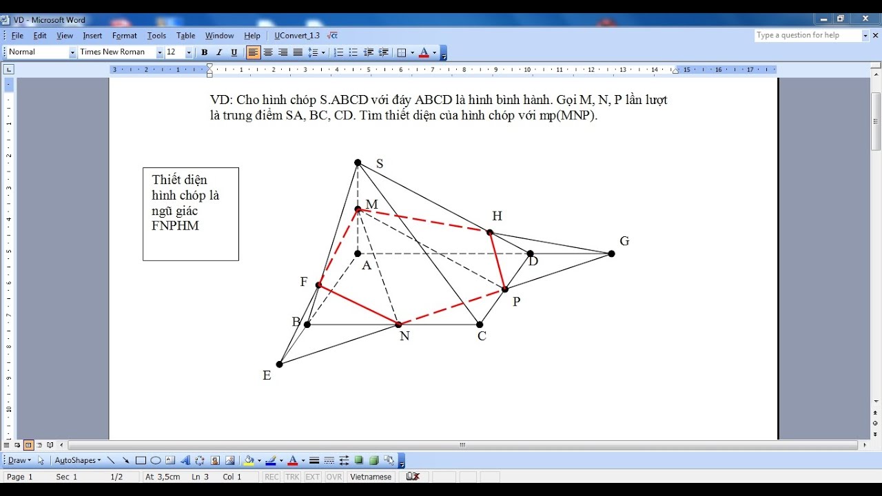 Hướng dẫn vẽ hình học không gian trong WORD 2003 - YouTube