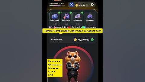 Hamster Kombat Daily Cipher Code 30 August 2024