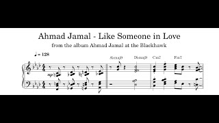 Ahmad Jamal - Like Someone In Love - Piano Transcription Sheet Music In Description