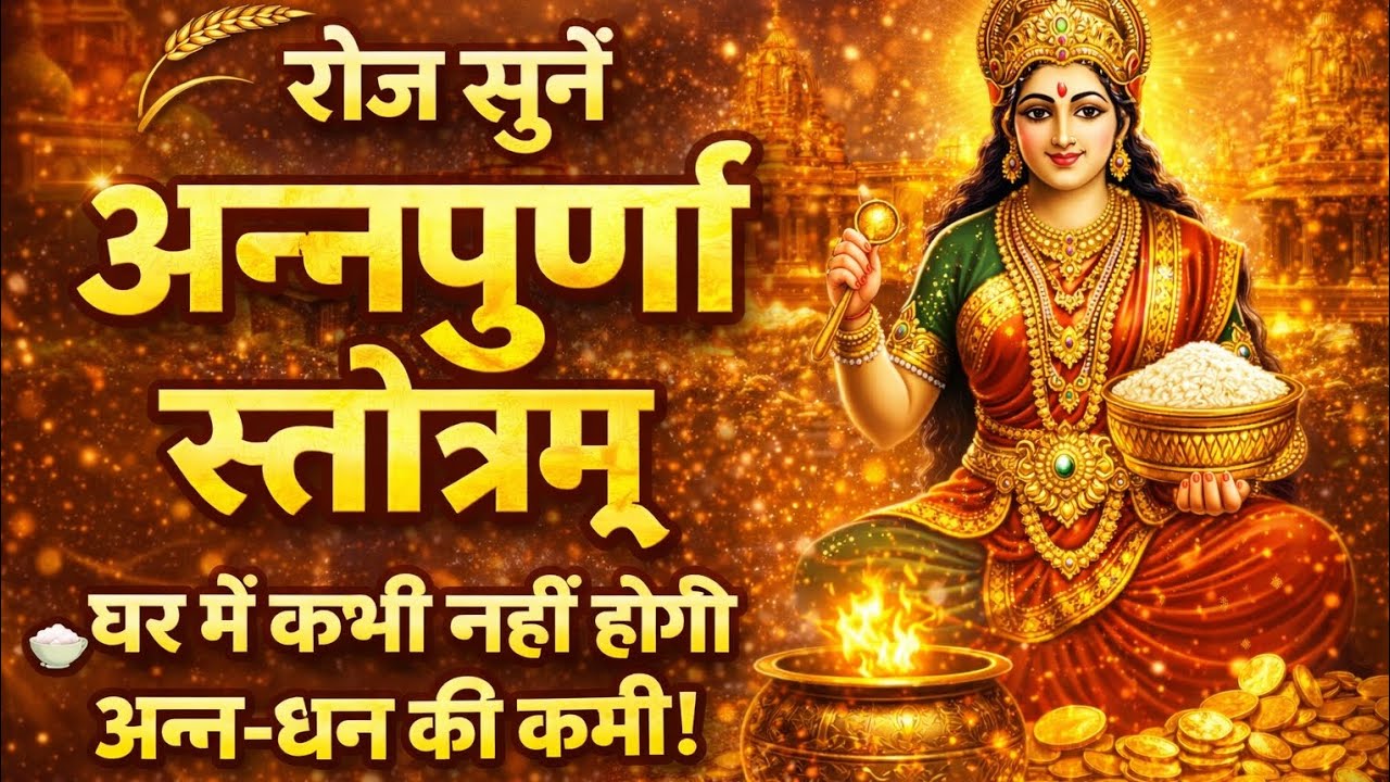 “🌾 रोज़ सुनें अन्नपूर्णा स्तोत्रम् पाएँ घर में भरपूर अन्न-धन“ रसोई में स्तोत्र बजाइए, चमत्कार देखिए