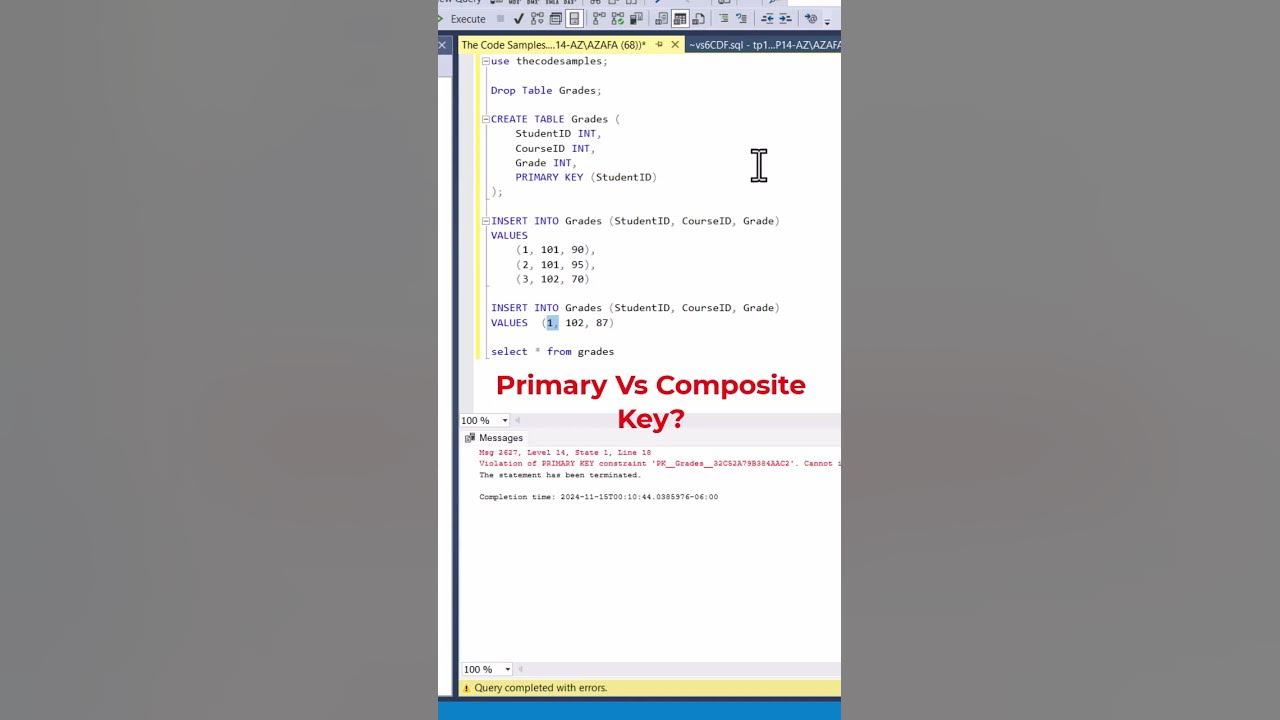 #SQL Primary Key vs Composite Key Difference. #datascience #programming ...