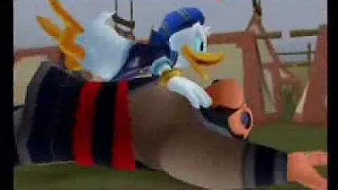 Sora, Donald, Ling, and Yao trying to fight each o...