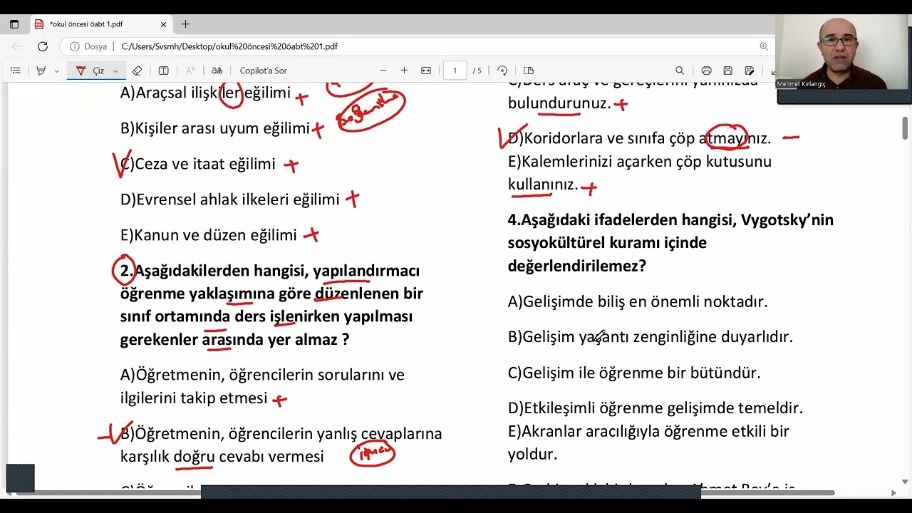 Okul Öncesi ÖABT Soru Çözümü, 1. Video: , Mini Deneme I, Uzman Mehmet KIRLANGIÇ