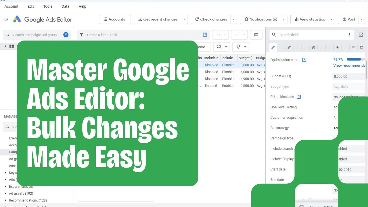 Google Ads Editor - Advanced Tools and Settings - YouTube
