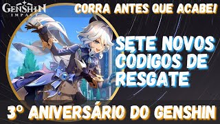 7 Novos Códigos de Resgate da Versão 4.1 Aniversário 3 Anos do GENSHIN  IMPACT 