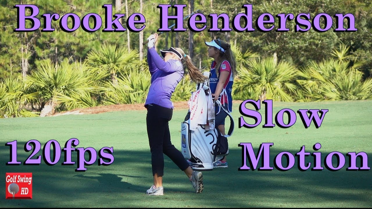BROOKE HENDERSON 120fps SLOW MOTION FAIRWAY IRON REAR GOLF SWING 1080