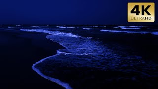 Ocean Waves at Night for Deep Sleep & Relaxation | High Quality Stereo Sound And Dark Screen 4K