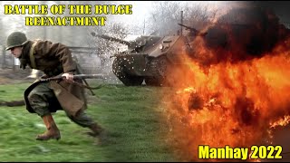 WW2 Battle of the Bulge Reenactment! EPIC REALISTIC BATTLE with HUGE EXPLOSIONS! Manhay 2022 [PART2]
