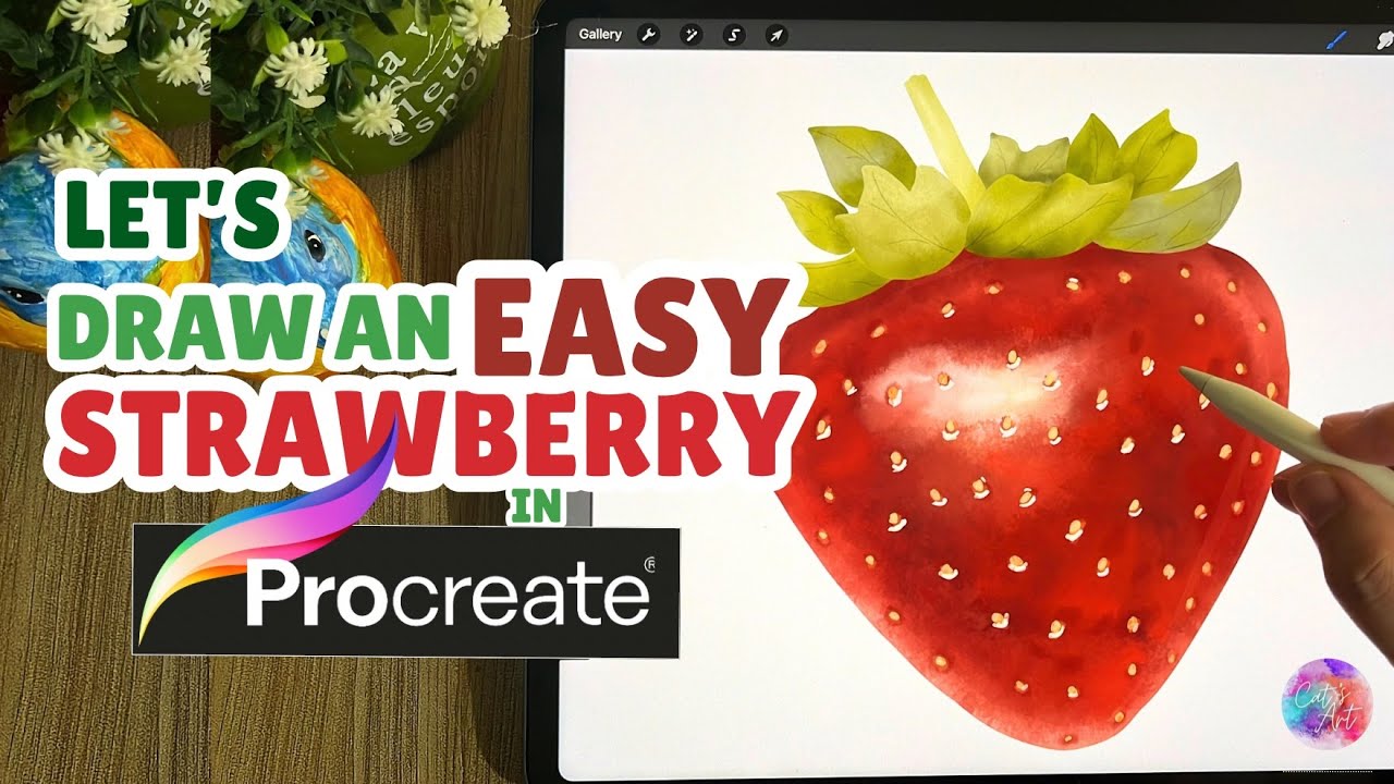 How to Draw a Watercolor Strawberry in Procreate | Easy Digital ...