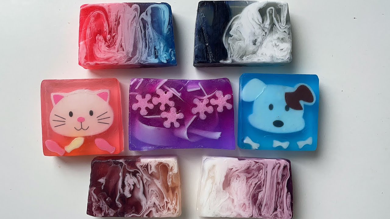 Cutting soft glycerin soap, swirl soap