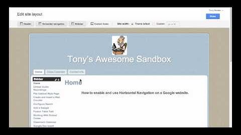 How to use Horizontal Navigation on a Google Site