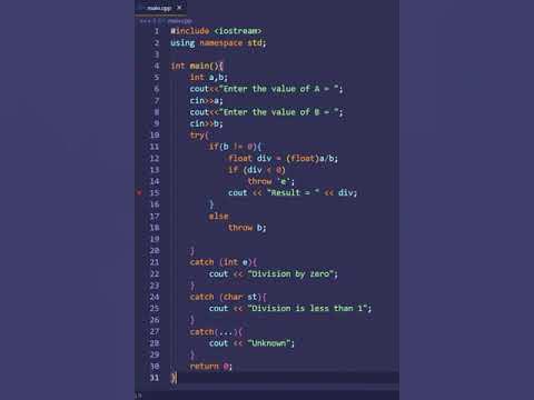c++ program to divide two numbers using try catch block | PWOS #shorts ...