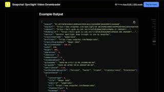 Snapchat Spotlight Video Downloader — Apify Actor Walkthrough screenshot 3
