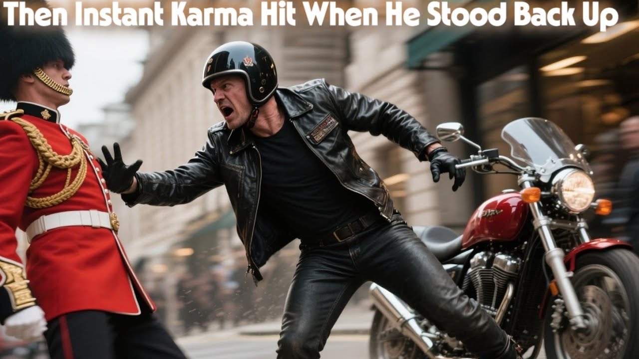 Biker Shoved a Royal Guard—Then Instant Karma Hit When He Stood Back Up | Emotional Stories