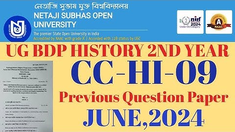 Nsou ug bdp history cc hi 08 previous  2024 ll CC HI 08 previous question paper 2022/2023 ll #nsou