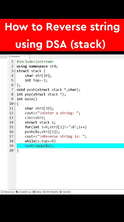 How to Reverse string using stack in DSA | C++ #shorts #coding # ...