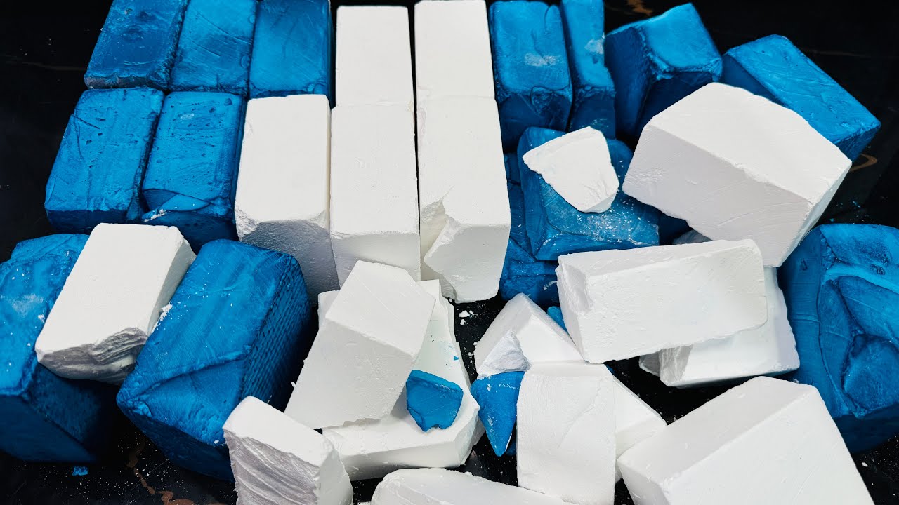 Blue Dyed Gym Chalk ASMR Crushing | Soft Plain Gym Chalk Block Crush ...