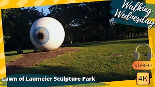 Laumeier Sculpture Park Lawn in St Louis MO 4k virtual walking tour ambient stereo sound ASMR