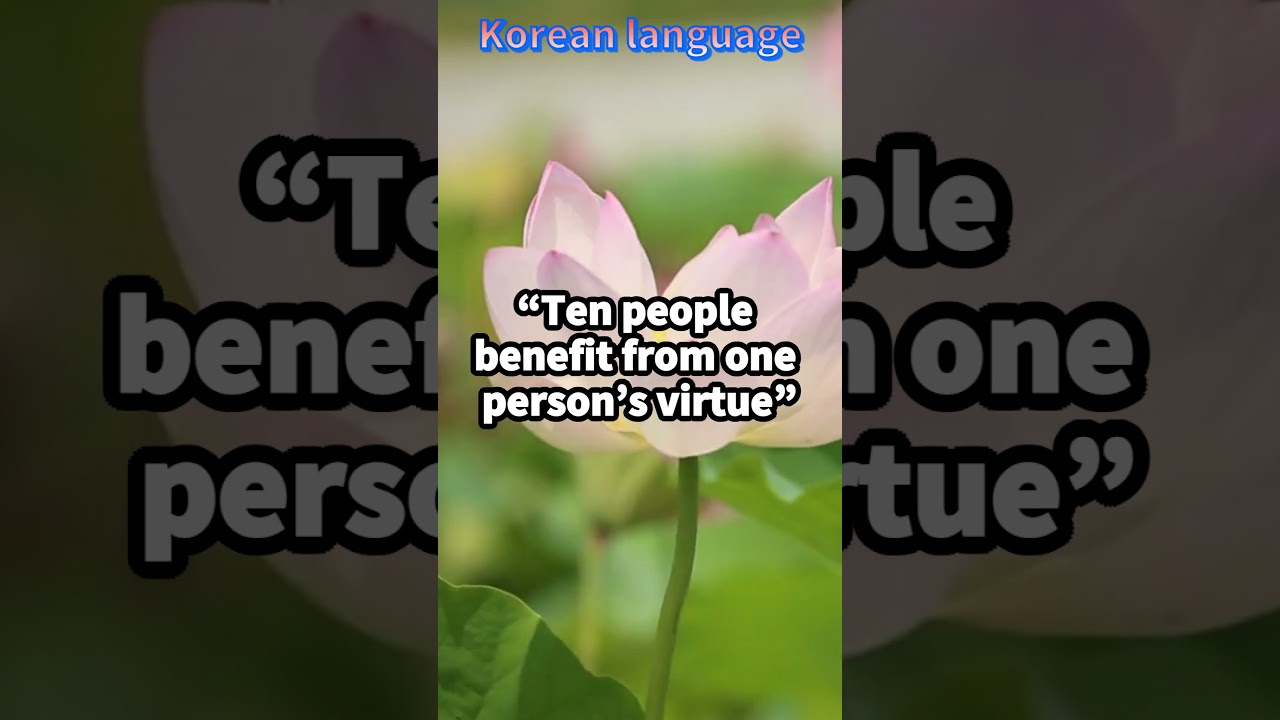 [Korean proverbs] “Ten people benefit from one person’s virtue” 