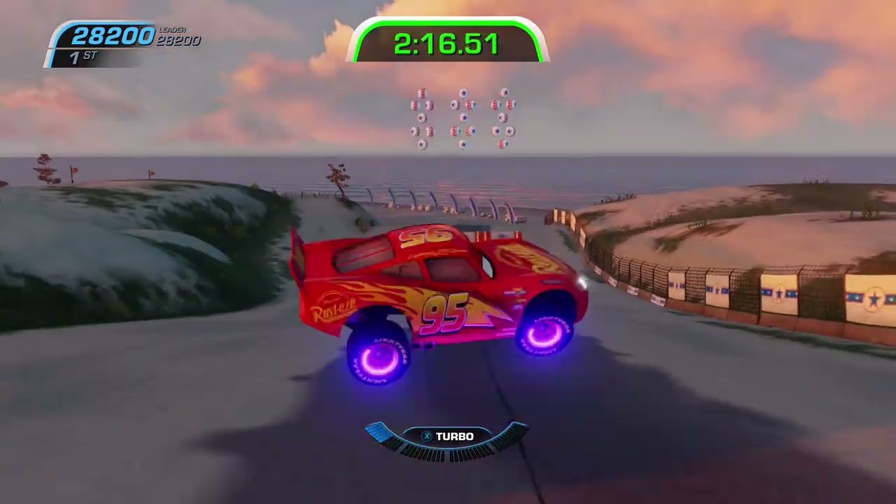 World record in Cars 3 driven to win stunt showcase in Fireball Beach