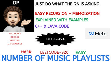 Number of Music Playlists | Made Super Easy | Recursion | Memoization | META | Leetcode-920