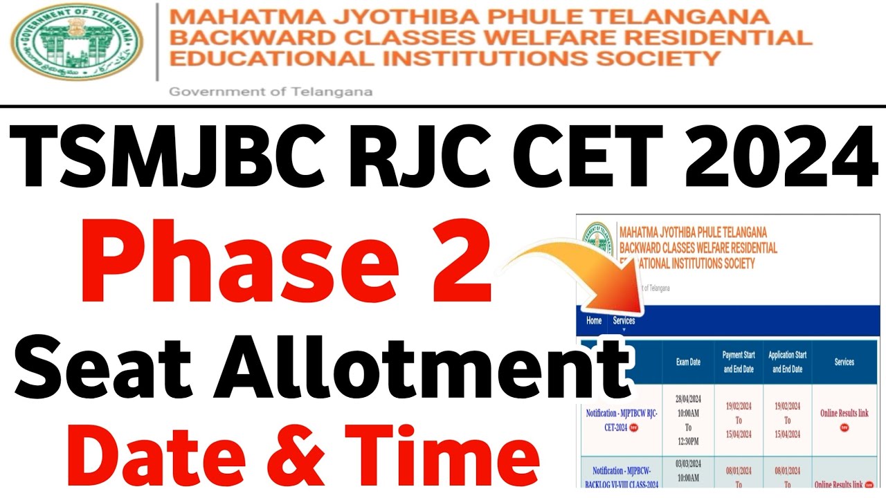 Pakistan Rjc 2 TSMJBC RJC CET 2024 Phase 2 seat allotment date & time - YouTube