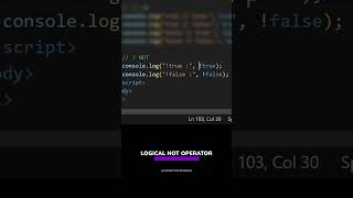JavaScript Logical NOT Operator Hindi/Urdu - #shorts  #javascript_tutorial #javascript