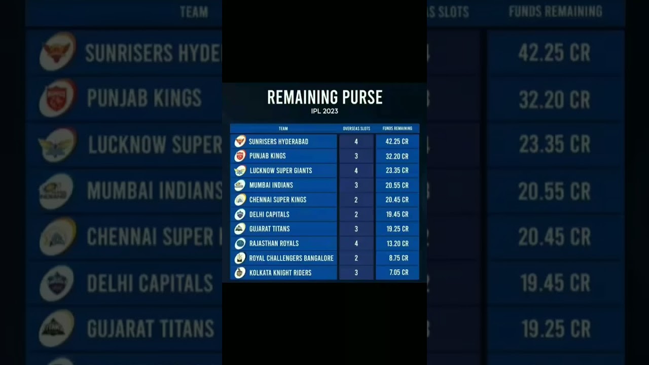 Remaining purse ipl 2023 // viral // cricket // 