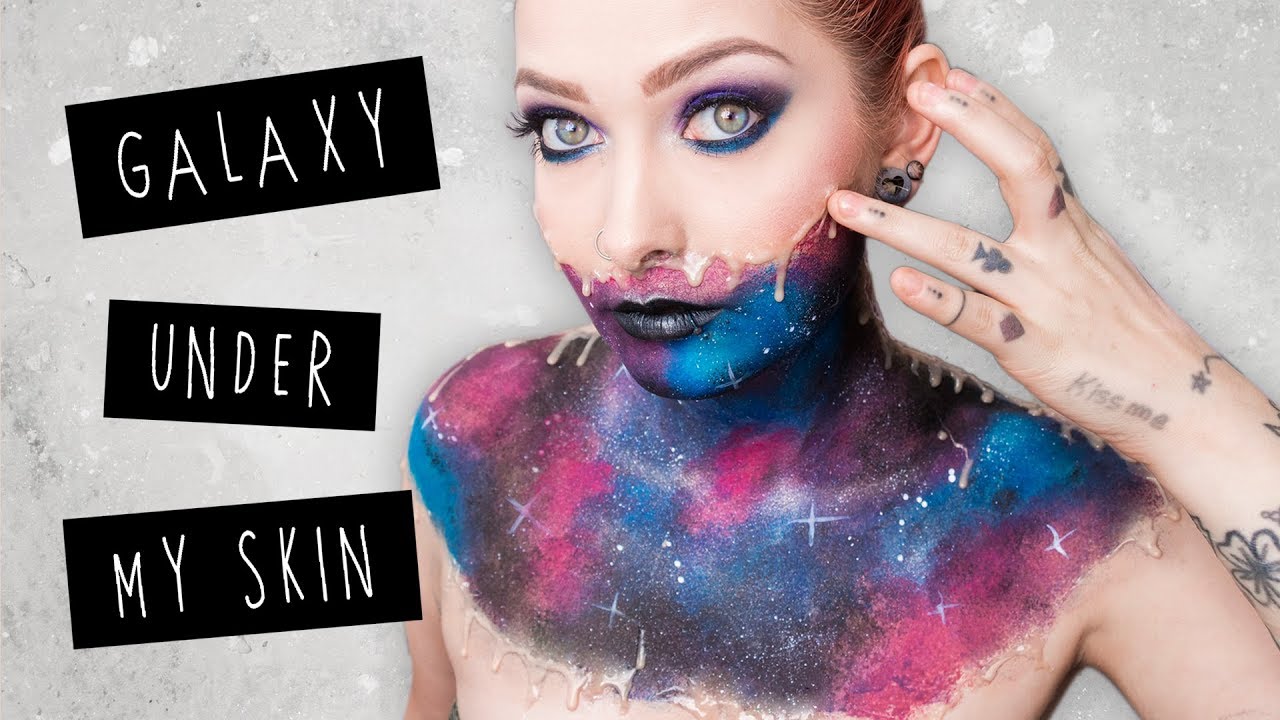 Galáxia por baixo da pele 🌌 (Maquiagem artística)  | Tutorial sem narração