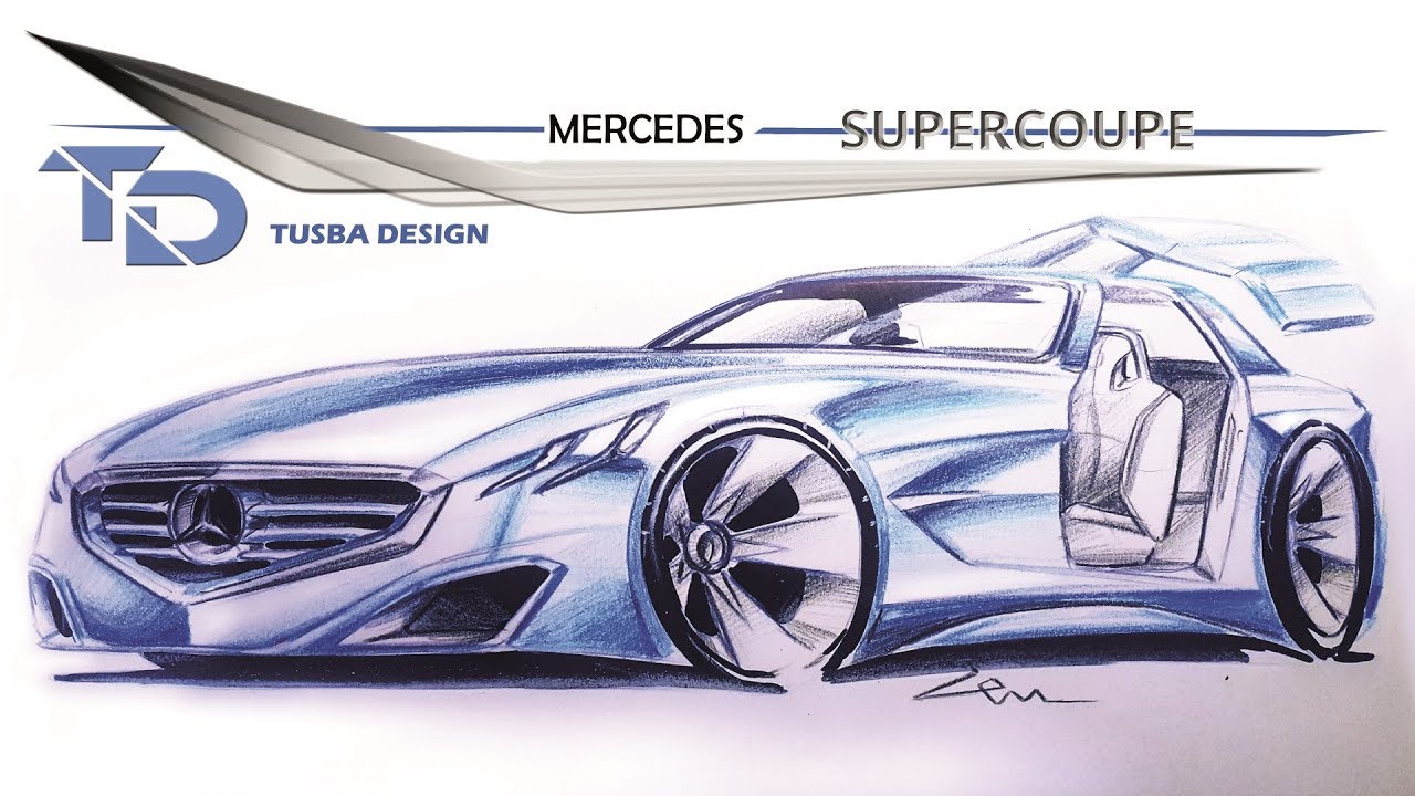 Drawing And Painting Of Mercedes Design Sketch Youtube