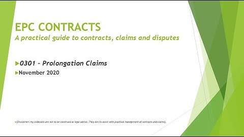EPC Contracts - 0301 - Prolongation Claims