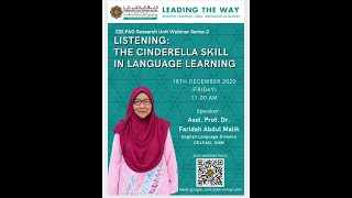 CELPAD Research Unit Webinar Series 2: Listening: The Cinderella Skill in Language Learning