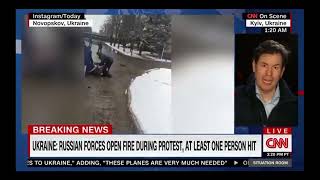 March 6 2022 Ukraine Russian Forces Open Fire During Protest,At Least One Person Hit
