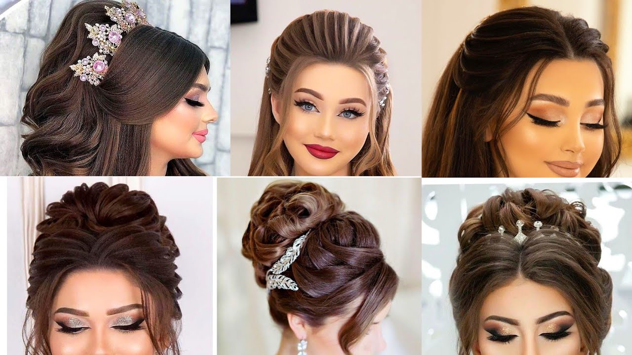 Elegent Party Hairstyles For Round Face| Wedding/Engagement Hairstyles With  Long/Shirt Hair - YouTube