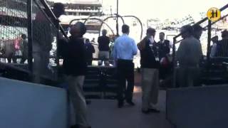 Walking from the tunnel to the field as the Giants take batting practice Friday before Game 3 of the