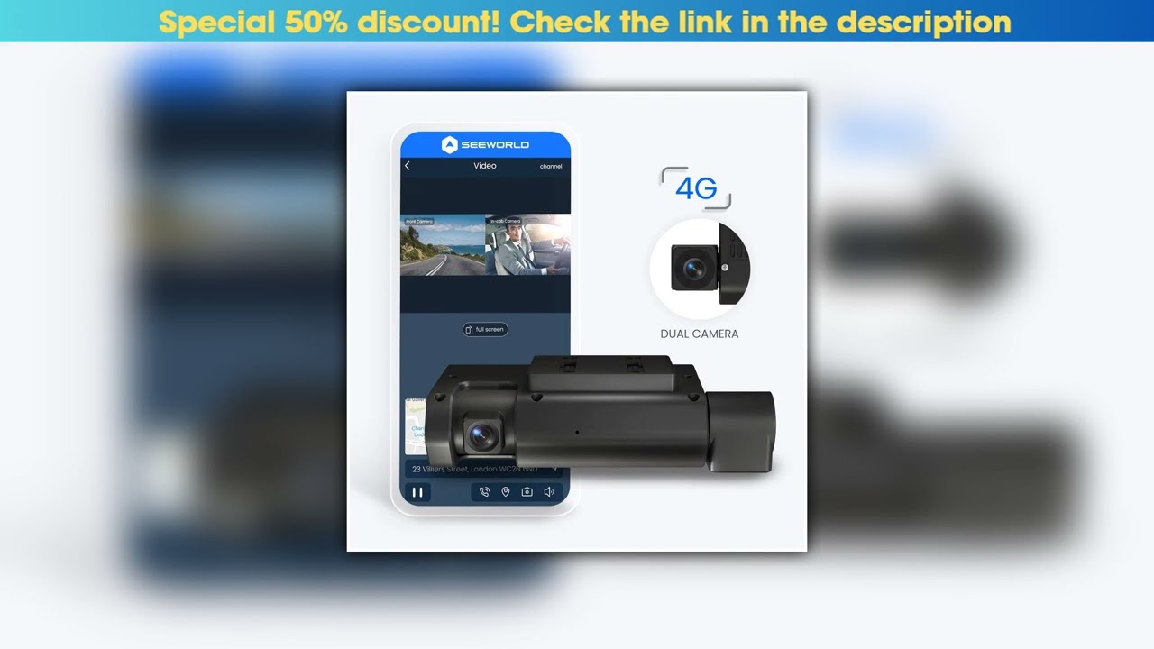 Hands-on ADAS & DMS Dashcam 4G Dual Camera Seeworld GPS Tracker Mobile APP with SOS Button•••••••••
