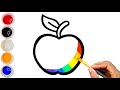 Apple Drawing and Coloring for Kids and Toddlers | How to draw an apple very easy