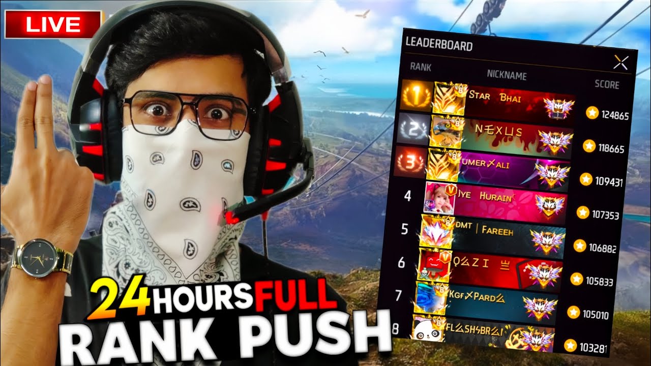 🔥 24 Hours Free Fire Rank Push Live | Road To Heroic 💎 | Non Stop ...