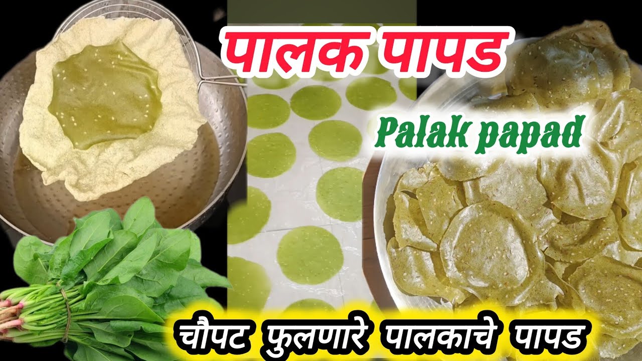 पालकाचे पापड / चौपट फुलणारे पालक पापड / Palak papad recipe / Palak ke papad / Rice papad recipe