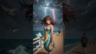 Mermaid In Girl Transformation Fantasy Art