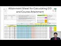 Demonstration of use of attainment sheet for co and course attainments