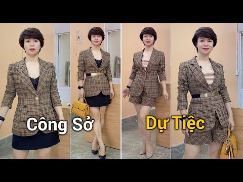 Video 2 cách phối đồ áo vest nữ kẻ màu nâu tới công sở và dự... - youtube