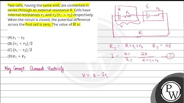 Two cells, having the same emf, are connected in series through an external resistance R. Cells ....