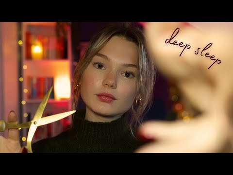 ASMR for deep sleep in 20 minutes 😴 (pluck & snip, brushing, low lighting)