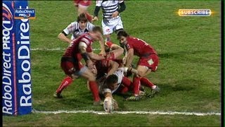 Dries Van Schalkwyk At Full Stretch For Try, Conv Missed Zebre V Scarlets 22Nd March 2013
