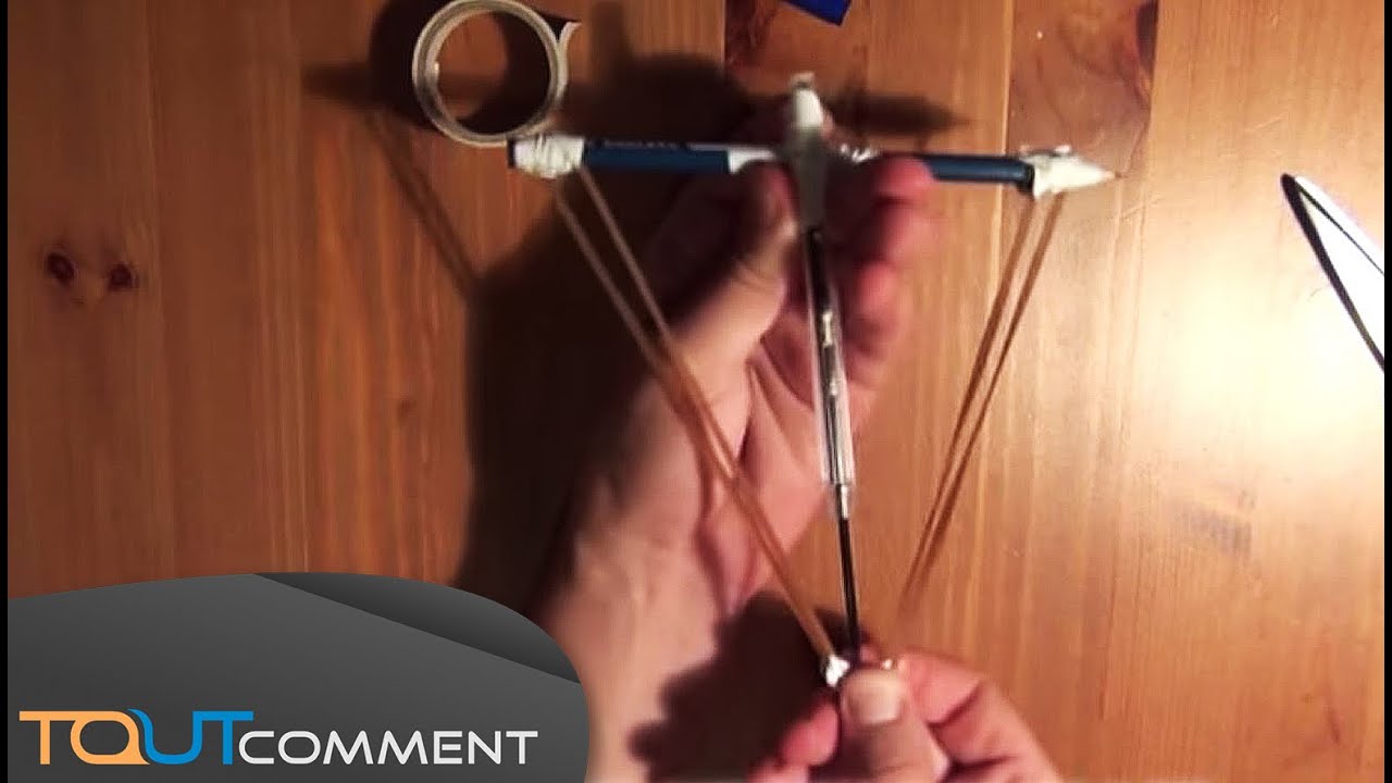 Faire une petite arbalète avec un stylo et un crayon - YouTube