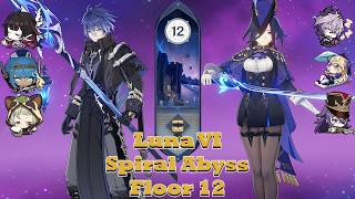 [Luna VI] Flins Lunar Charge &amp; Clorinde Overload Abyss floor 12 | Genshin Impact