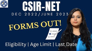 CSIR NET 2023 Notification | CSIR NET June 2023 Application form | Exam date| Age Limit|Eligibility