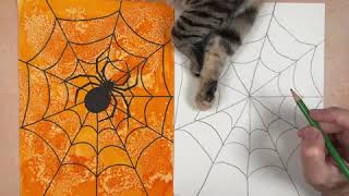 How to Draw a Spider in a Web | Easy Halloween Drawing for Kids